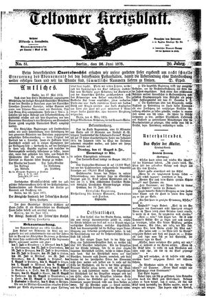 Teltower Kreisblatt vom 26.06.1875