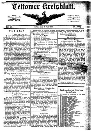 Teltower Kreisblatt vom 07.07.1875