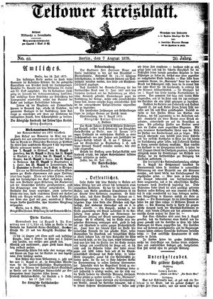 Teltower Kreisblatt vom 07.08.1875