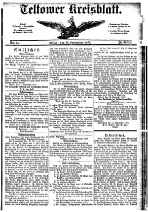 Teltower Kreisblatt on Sep 15, 1875