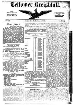 Teltower Kreisblatt vom 22.09.1875