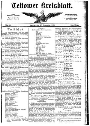Teltower Kreisblatt vom 17.11.1875