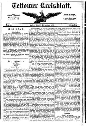 Teltower Kreisblatt vom 27.11.1875
