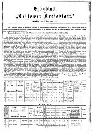 Teltower Kreisblatt vom 02.12.1875