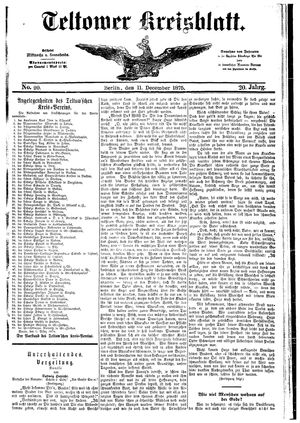 Teltower Kreisblatt vom 11.12.1875
