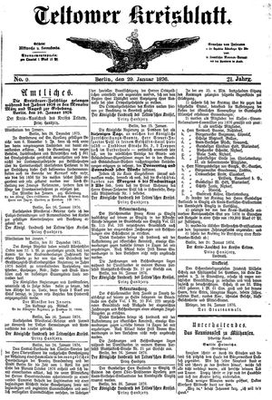 Teltower Kreisblatt vom 29.01.1876