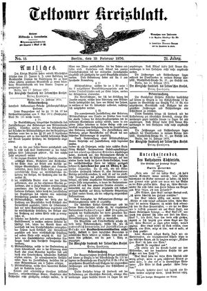 Teltower Kreisblatt vom 19.02.1876