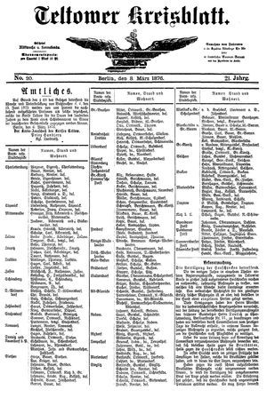 Teltower Kreisblatt on Mar 8, 1876
