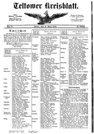 Teltower Kreisblatt on Mar 15, 1876