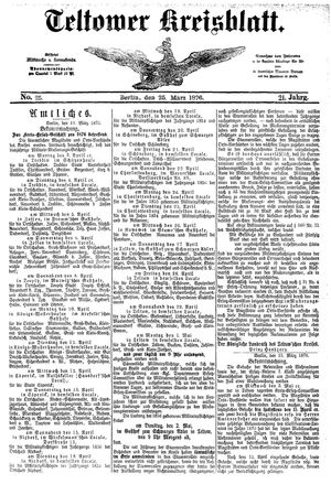 Teltower Kreisblatt on Mar 25, 1876