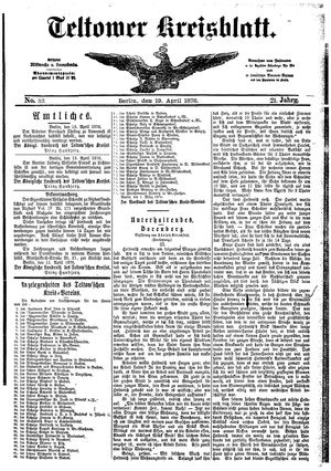 Teltower Kreisblatt vom 19.04.1876