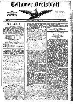 Teltower Kreisblatt vom 10.05.1876