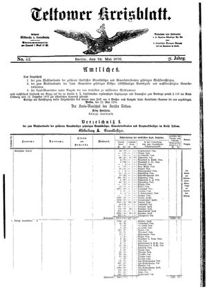 Teltower Kreisblatt vom 24.05.1876