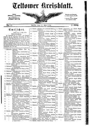 Teltower Kreisblatt vom 27.05.1876