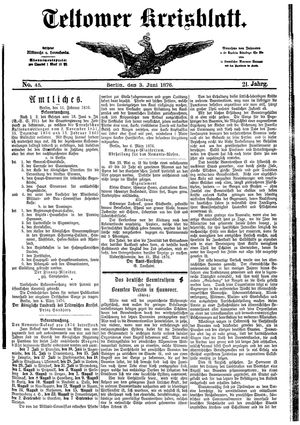Teltower Kreisblatt vom 03.06.1876