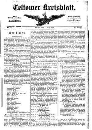 Teltower Kreisblatt on Jul 1, 1876