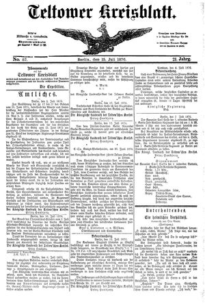 Teltower Kreisblatt on Jul 15, 1876