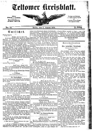 Teltower Kreisblatt vom 05.08.1876