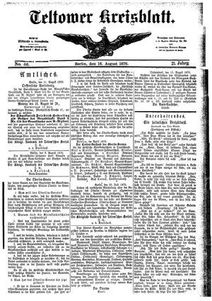 Teltower Kreisblatt vom 16.08.1876