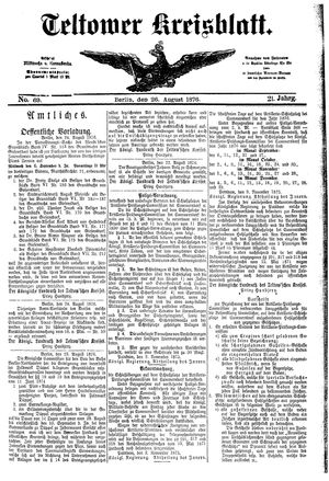 Teltower Kreisblatt on Aug 26, 1876