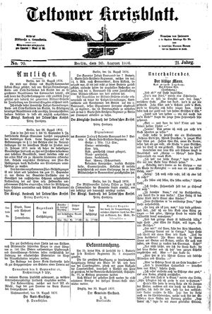 Teltower Kreisblatt vom 30.08.1876