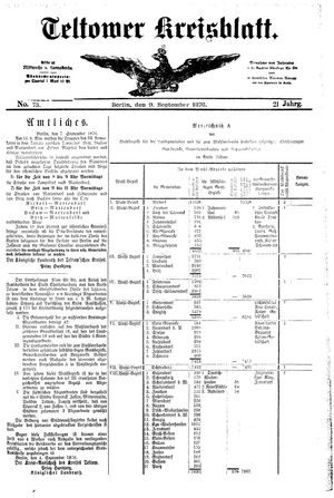 Teltower Kreisblatt vom 09.09.1876
