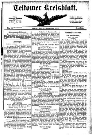 Teltower Kreisblatt vom 23.09.1876