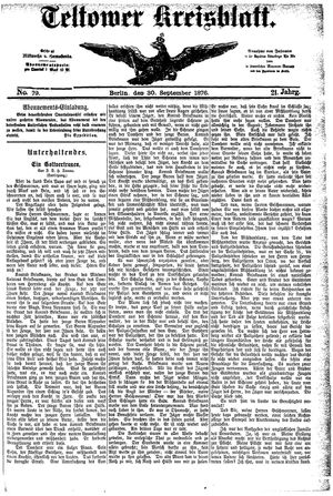Teltower Kreisblatt vom 30.09.1876