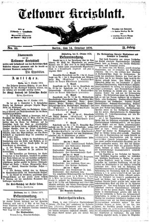 Teltower Kreisblatt vom 14.10.1876
