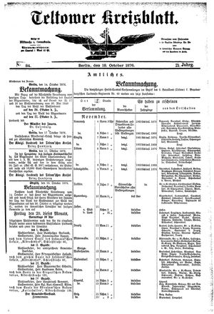 Teltower Kreisblatt vom 18.10.1876