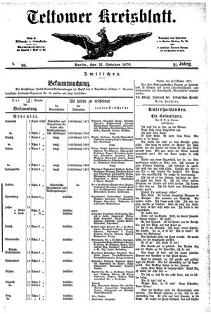 Teltower Kreisblatt vom 21.10.1876