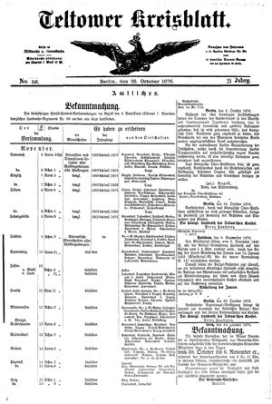 Teltower Kreisblatt vom 25.10.1876