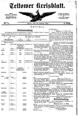 Teltower Kreisblatt on Oct 28, 1876