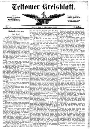 Teltower Kreisblatt on Nov 11, 1876