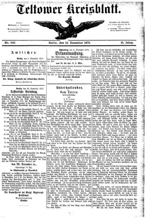 Teltower Kreisblatt on Dec 13, 1876