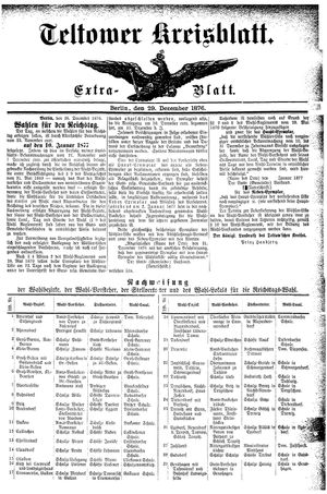 Teltower Kreisblatt vom 29.12.1876