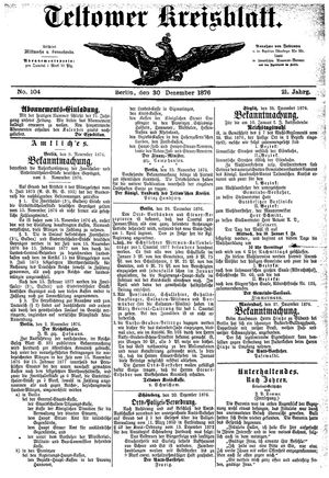 Teltower Kreisblatt vom 30.12.1876