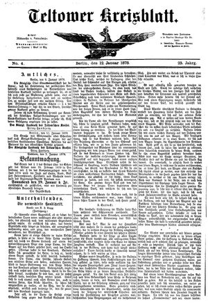 Teltower Kreisblatt on Jan 12, 1878