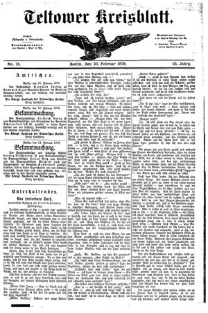 Teltower Kreisblatt on Feb 20, 1878