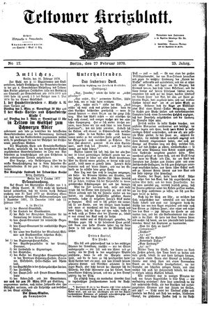 Teltower Kreisblatt vom 27.02.1878