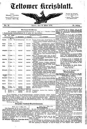 Teltower Kreisblatt vom 13.03.1878