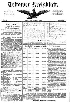 Teltower Kreisblatt vom 20.03.1878