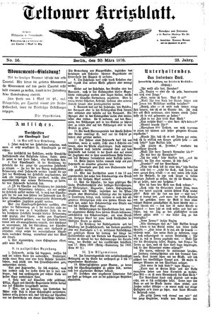 Teltower Kreisblatt on Mar 30, 1878