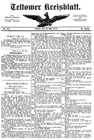 Teltower Kreisblatt on May 18, 1878