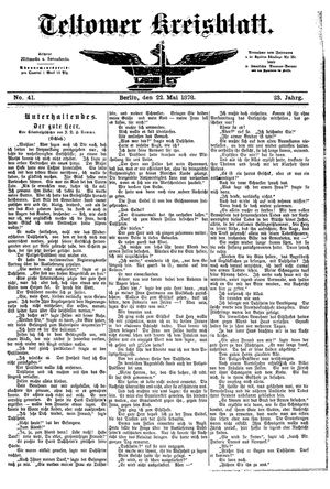 Teltower Kreisblatt on May 22, 1878