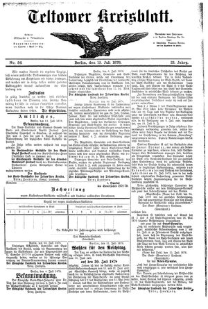 Teltower Kreisblatt vom 13.07.1878