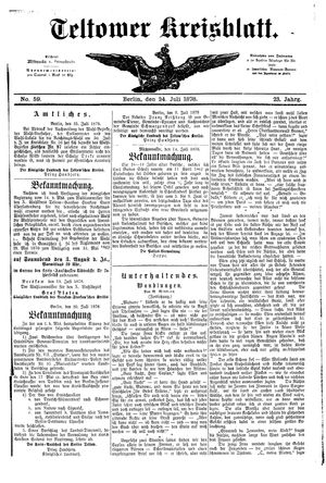 Teltower Kreisblatt vom 24.07.1878