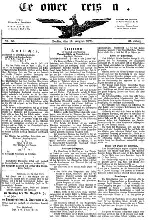 Teltower Kreisblatt vom 14.08.1878