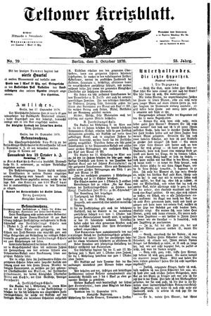 Teltower Kreisblatt vom 02.10.1878