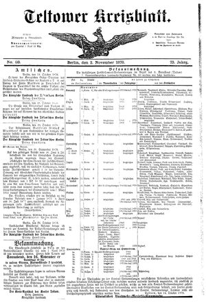 Teltower Kreisblatt on Nov 2, 1878